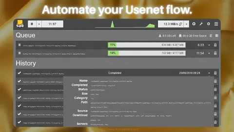 SABnzbd Screenshot - Automate your Usenet flow.