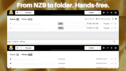 SABnzbd Screenshot - From NZB to folder. Hands-free.
