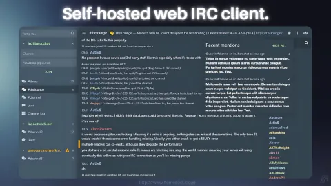 The Lounge Screenshot - Self-hosted web IRC client.