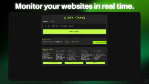 WebCheck Screenshot - Monitor your websites in real time.